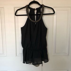 Black Peplum top with chain detail